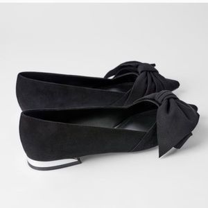 Zara Suede Ballet Flats with Bow
